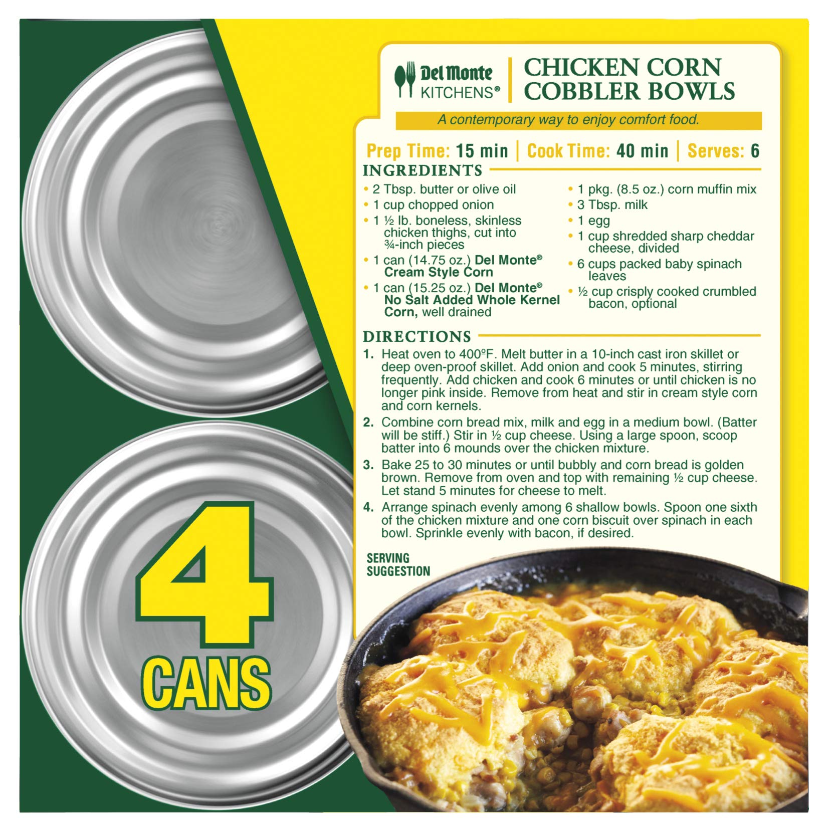 Del Monte corn casserole ingredient boosts flavor and texture in recipes.