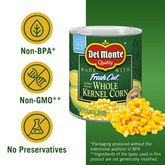 Canned corn ready to heat and serve as a quick side dish