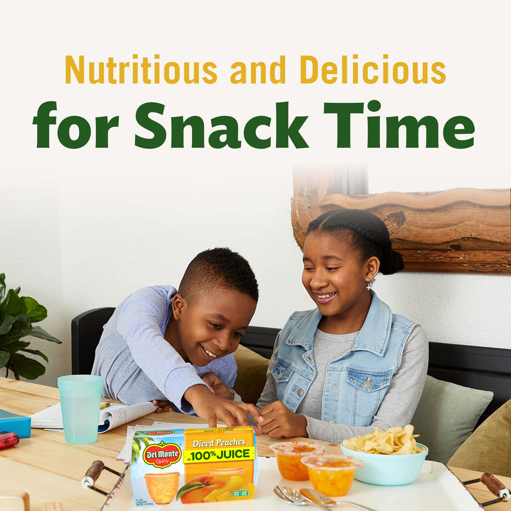 Juicy peach bites in 4-ounce cups for on-the-go meals.