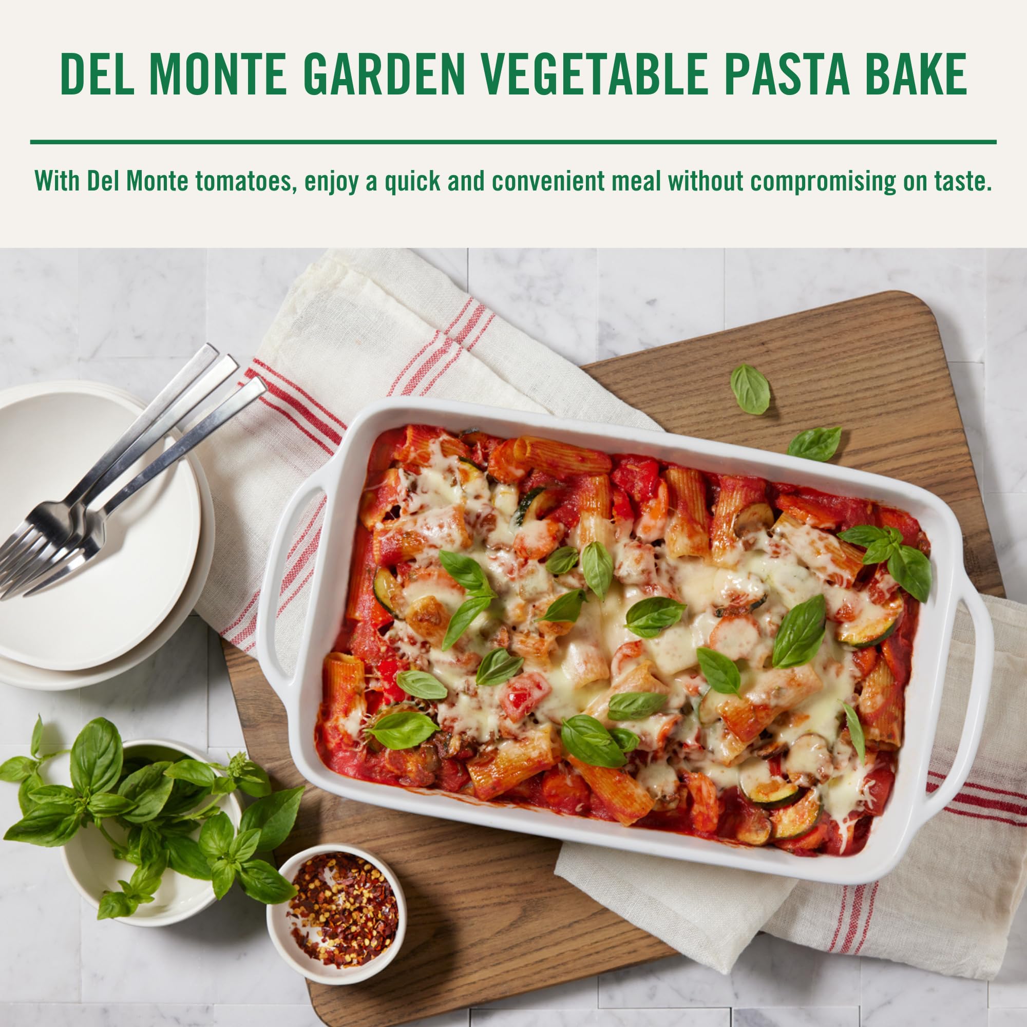 Del Monte herb-infused tomatoes offering non-GMO quality and natural flavor