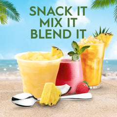 Non-GMO Del Monte Escapes fruit cup highlighted for a natural fruit option.