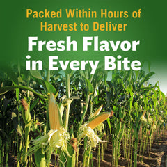 Four-pack Del Monte corn cans ready for pantry storage