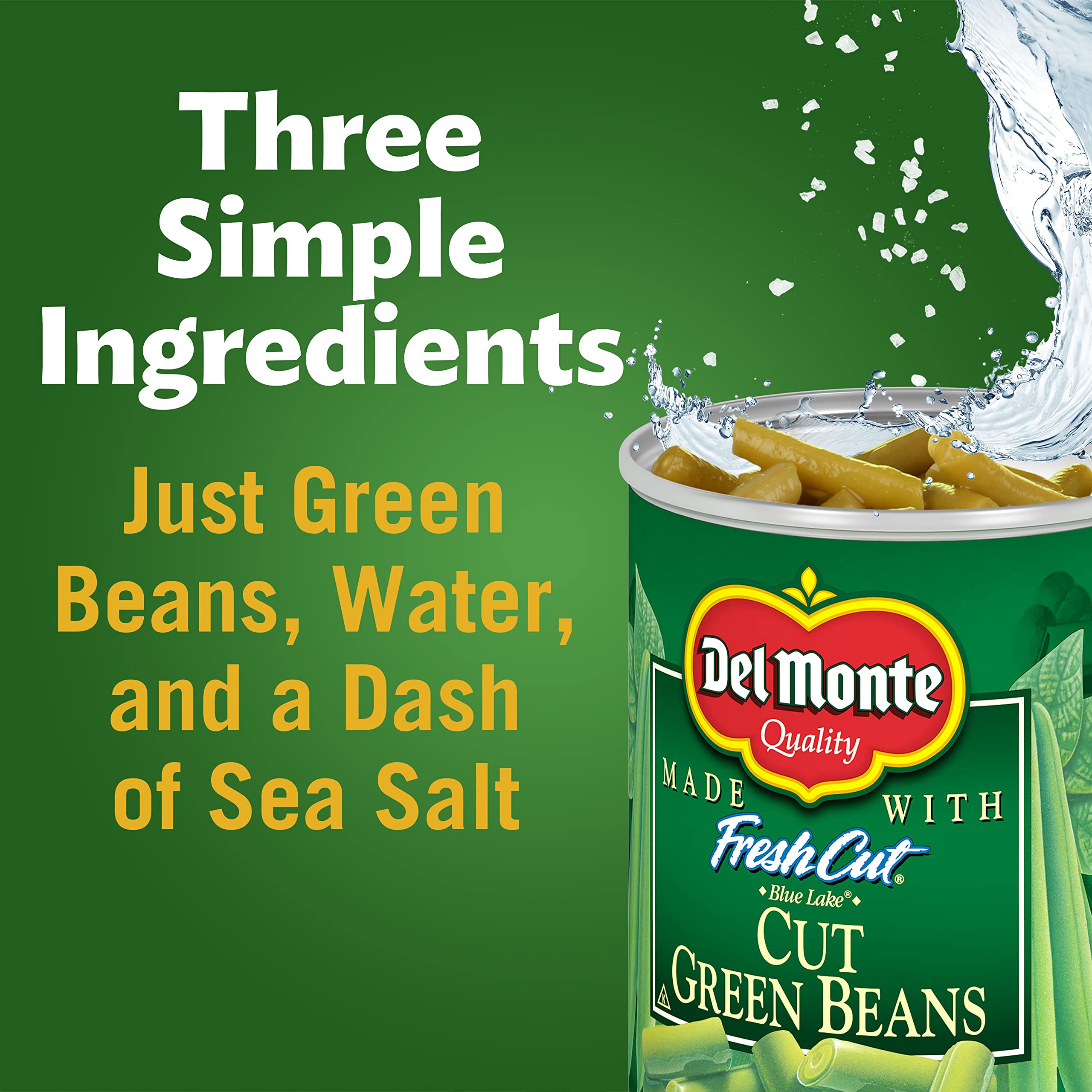 Del Monte Fresh Cut Blue Lake Green Beans in a bowl, wholesome accompaniment