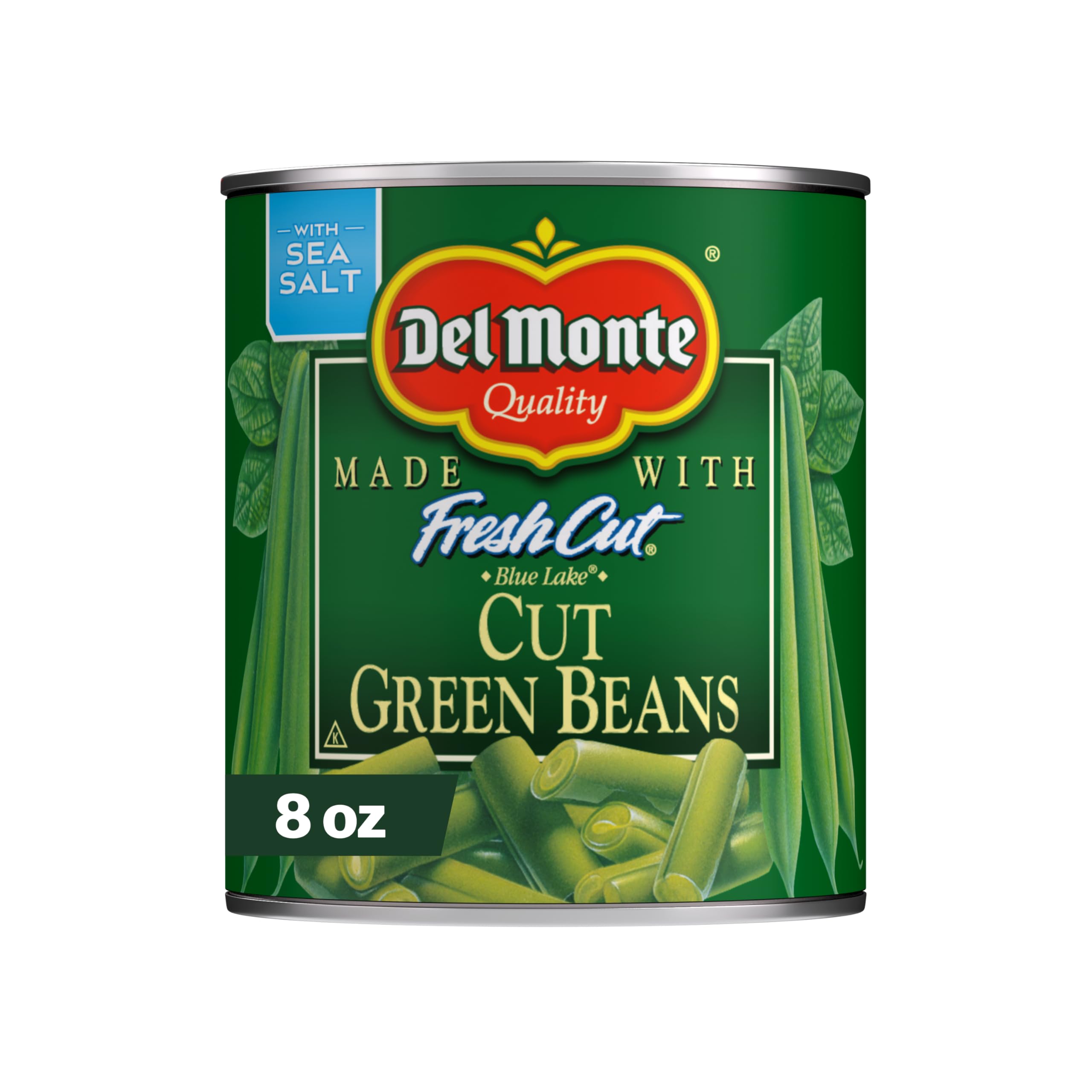 Del Monte Fresh Cut Blue Lake Green Beans can front, convenient pantry staple for quick meals
