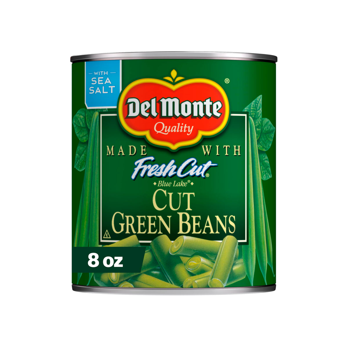 Del Monte Fresh Cut Blue Lake Green Beans can front, convenient pantry staple for quick meals