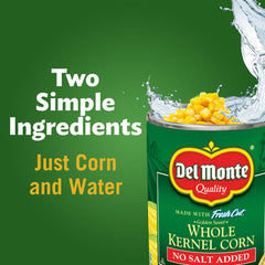 Del Monte corn can on pantry shelf, easy pantry staple.