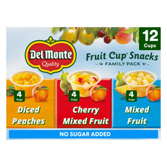 Del Monte Fruit Cup Snacks family pack front view for easy on-the-go snacking.