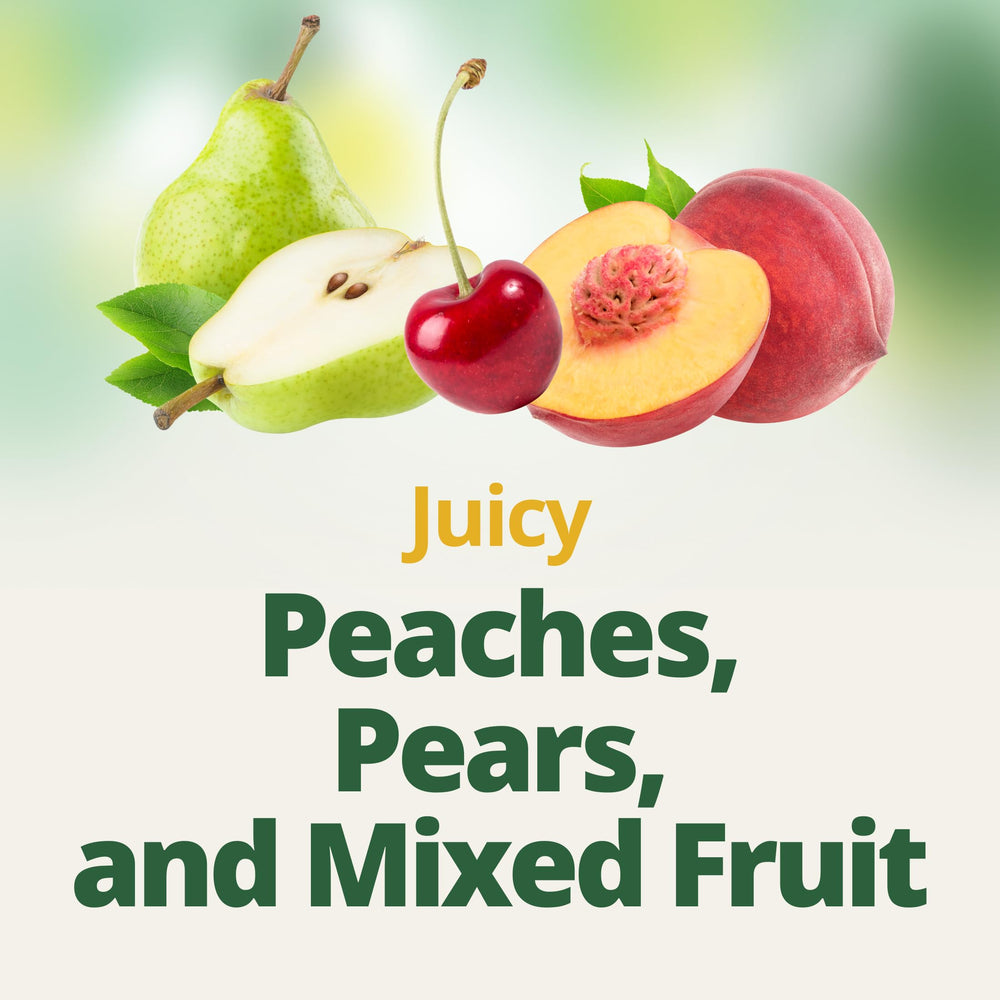 Del Monte cherry mixed fruit cup no added sugar, refreshing on-the-go snack.