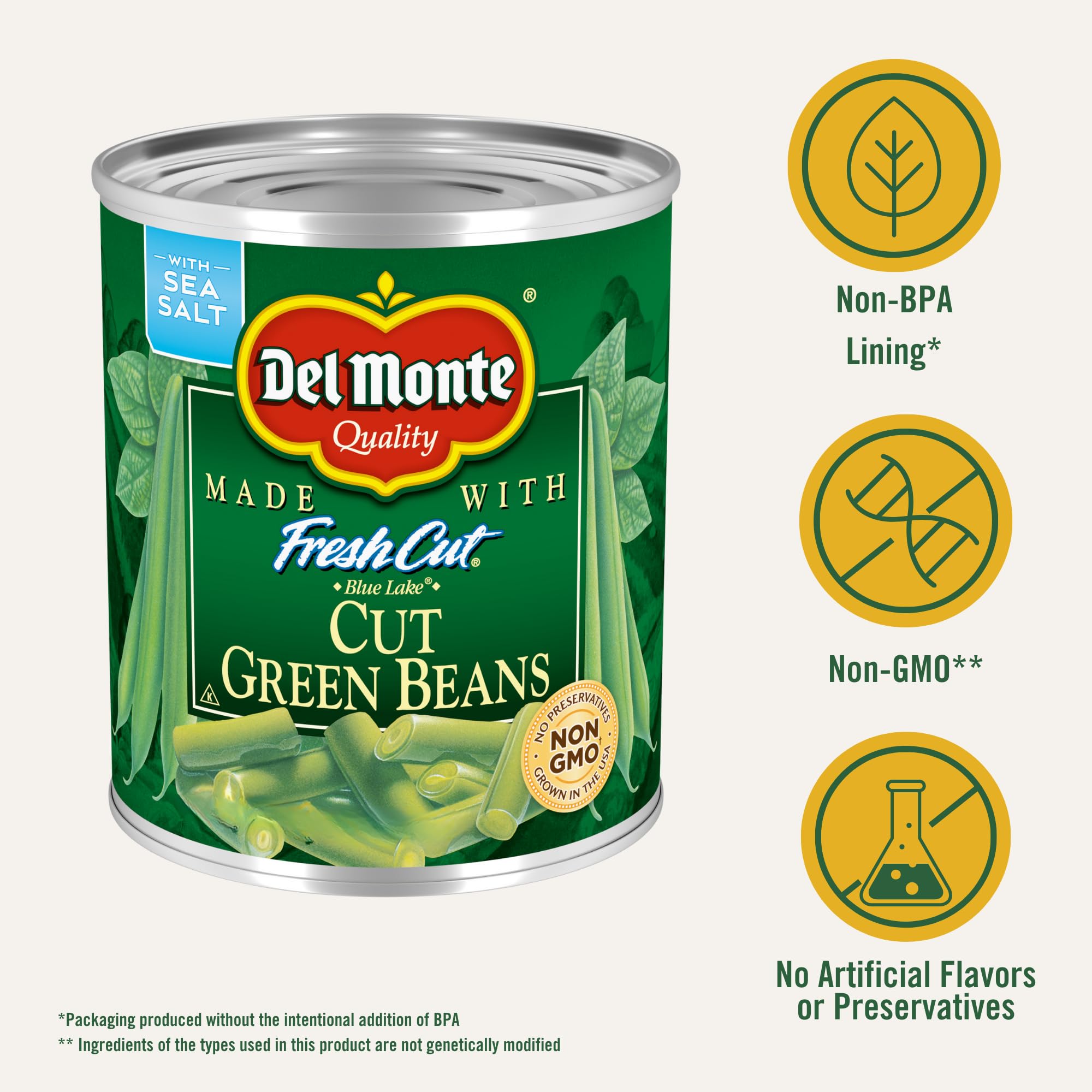 Del Monte Green Beans deliver crisp texture in a ready-to-dish bowl.