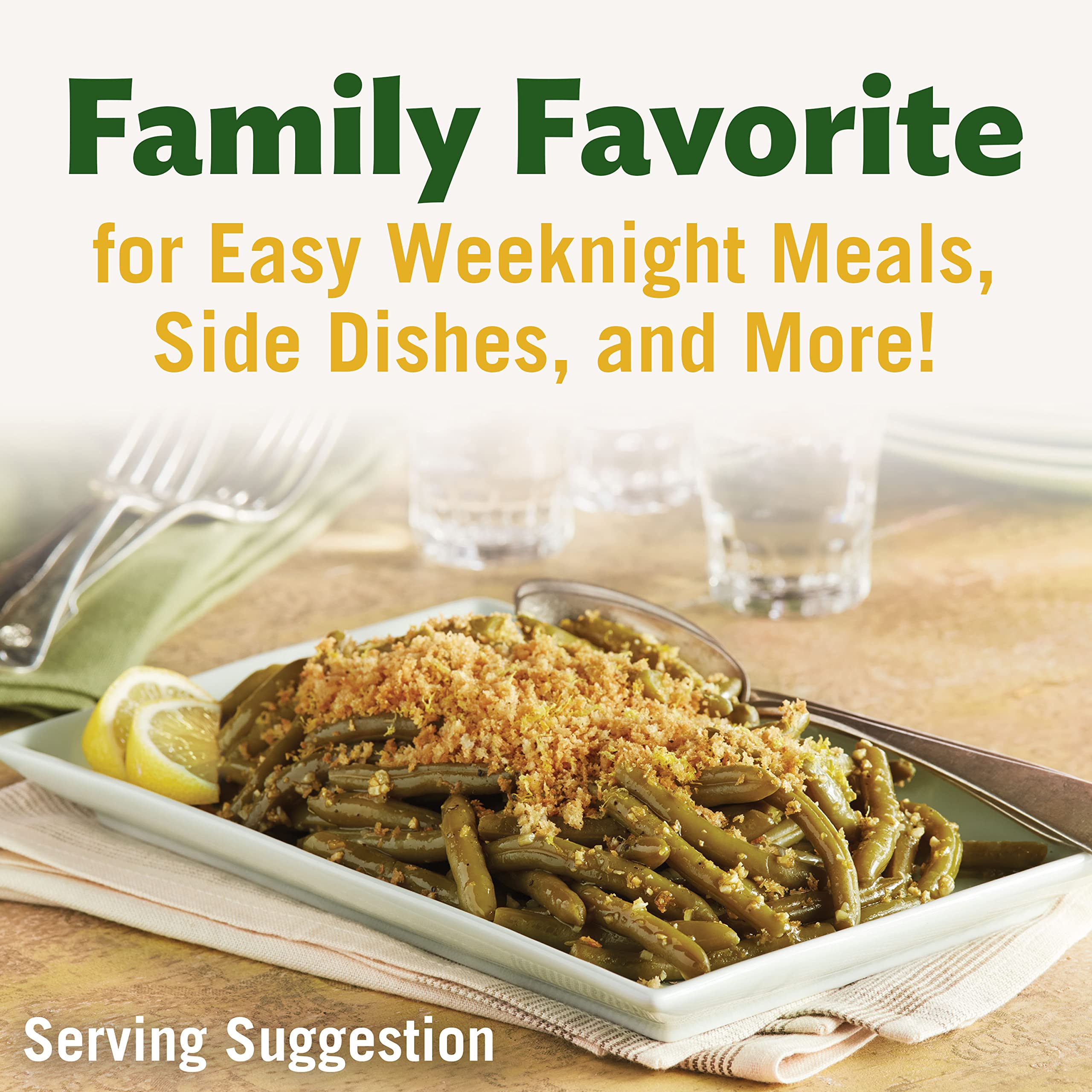 Canned greens served alongside chicken, a versatile side option.