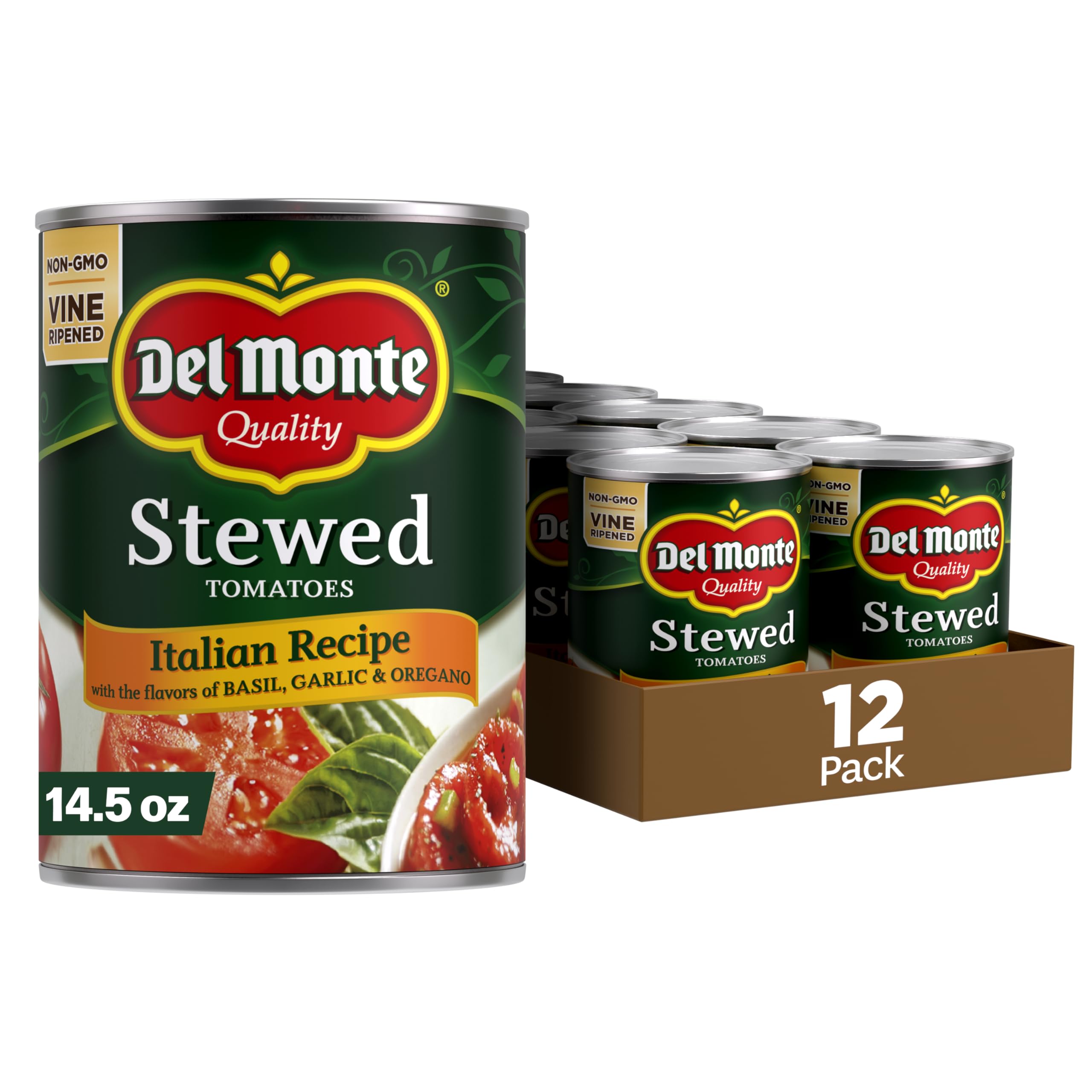 Del Monte Italian Recipe Stewed Tomatoes with Basil add vibrant sauce base for weeknight meals