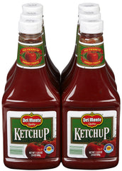Del Monte ketchup 24 oz bottle close-up highlighting rich tomato flavor for burgers.