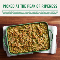 Del Monte 6-pack cans emphasize convenient, family-friendly meals.