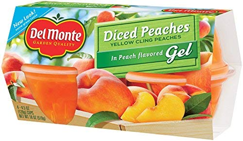 Peel-off lid on Del Monte peach cups for quick access
