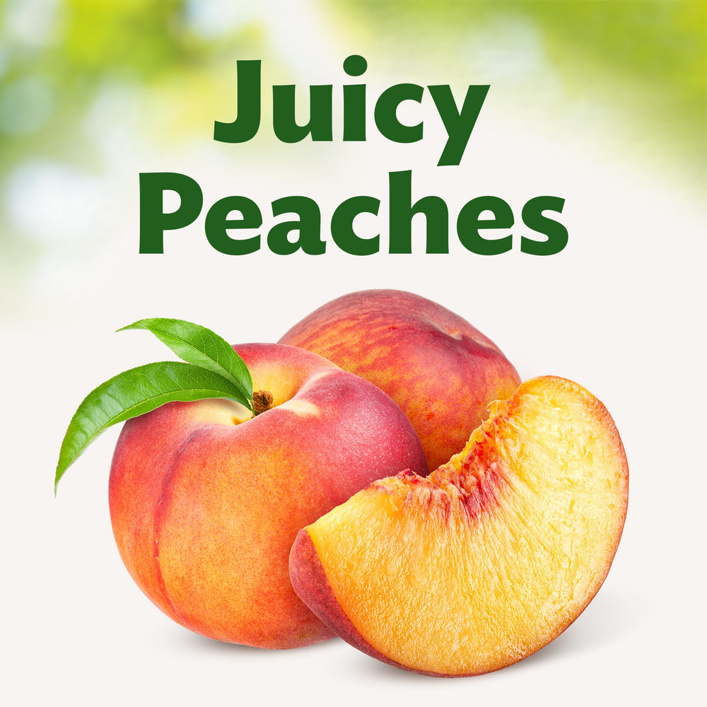 Del Monte non-GMO peaches emphasize wholesome fruit options.