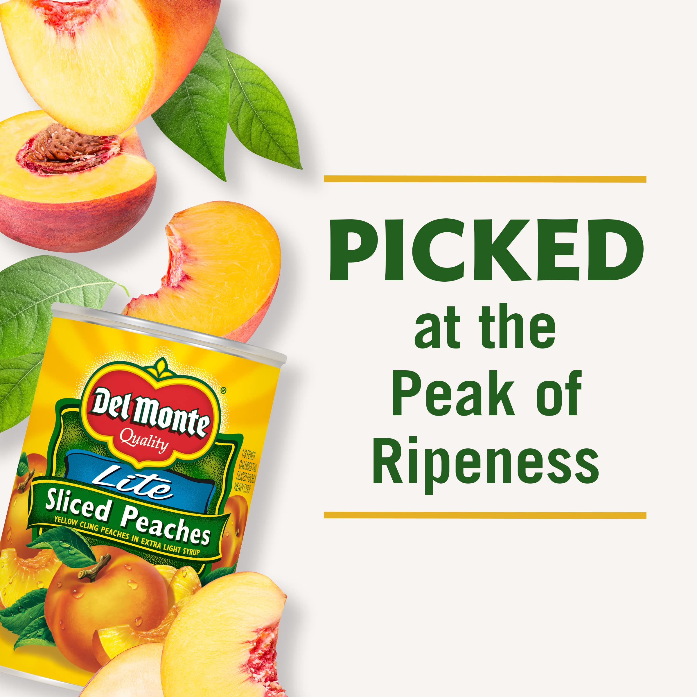 Del Monte peaches stored in pantry for convenient ready-to-eat fruit.