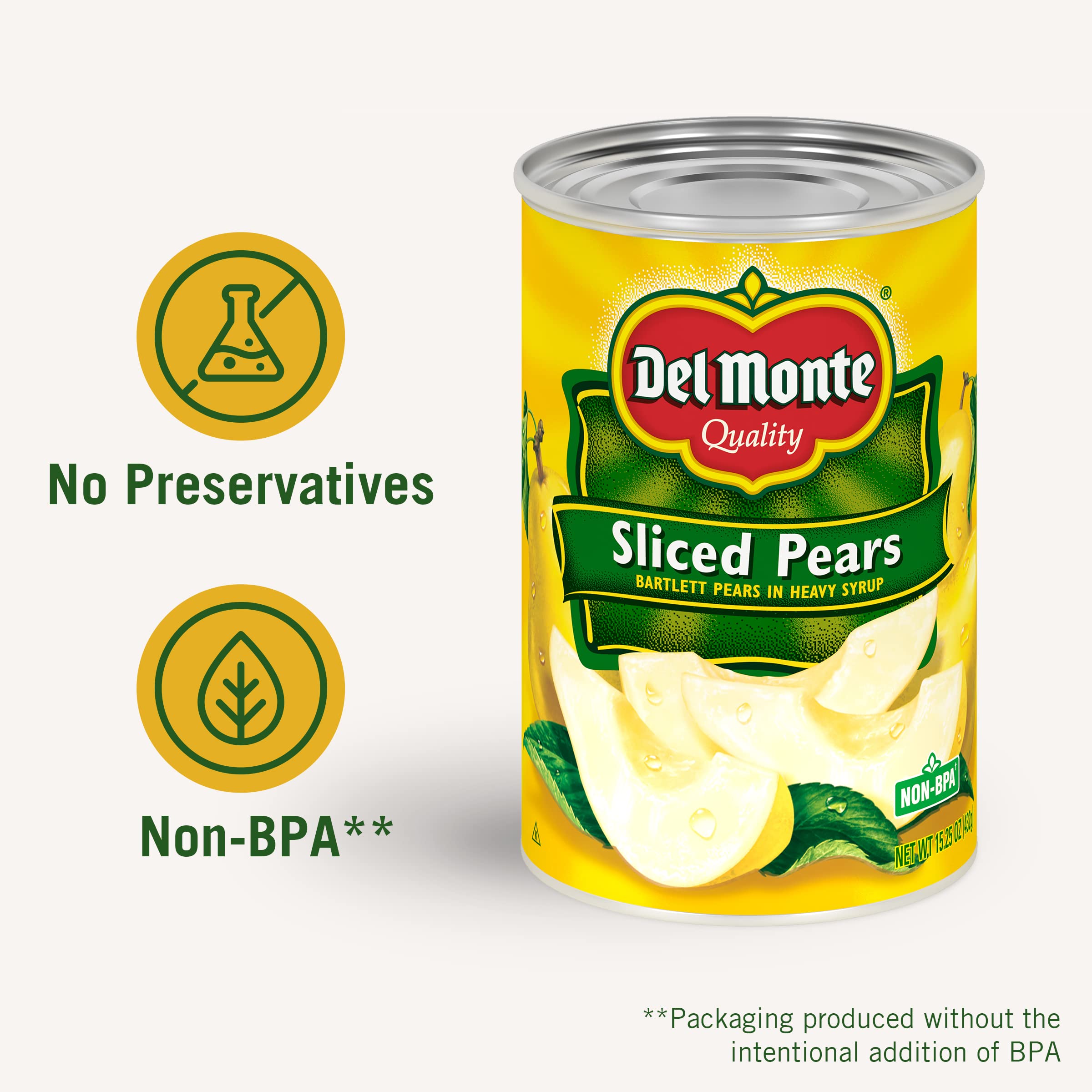 Del Monte pears in heavy syrup added to yogurt for breakfast