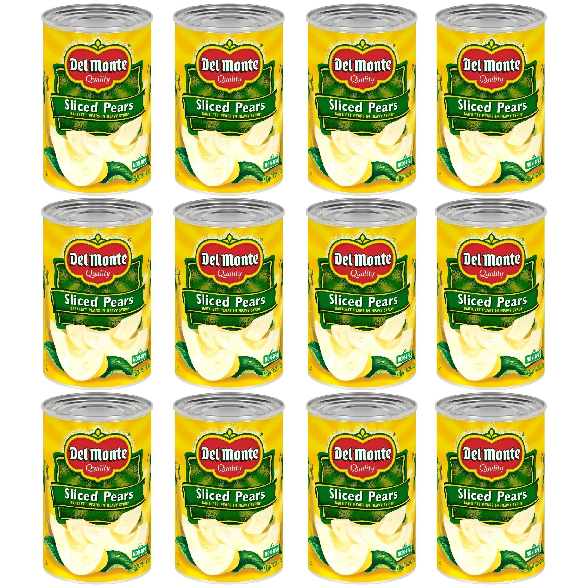 Del Monte sliced Bartlett pears in heavy syrup cans ready-to-eat snack