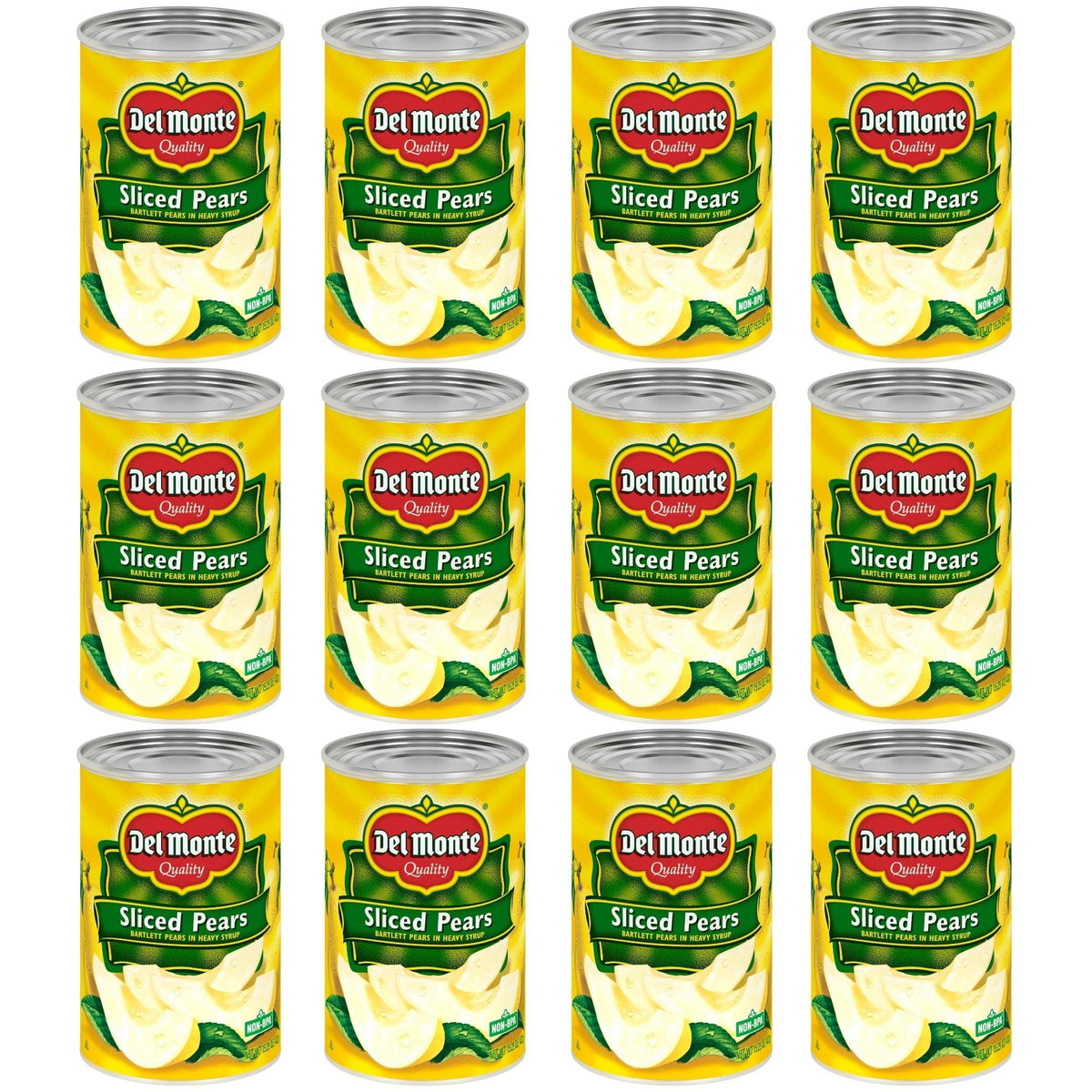 Del Monte sliced Bartlett pears in heavy syrup cans ready-to-eat snack