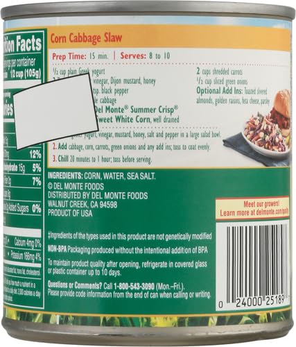 Del Monte Summer Crisp White Corn in salad, adds sweet, crisp texture.