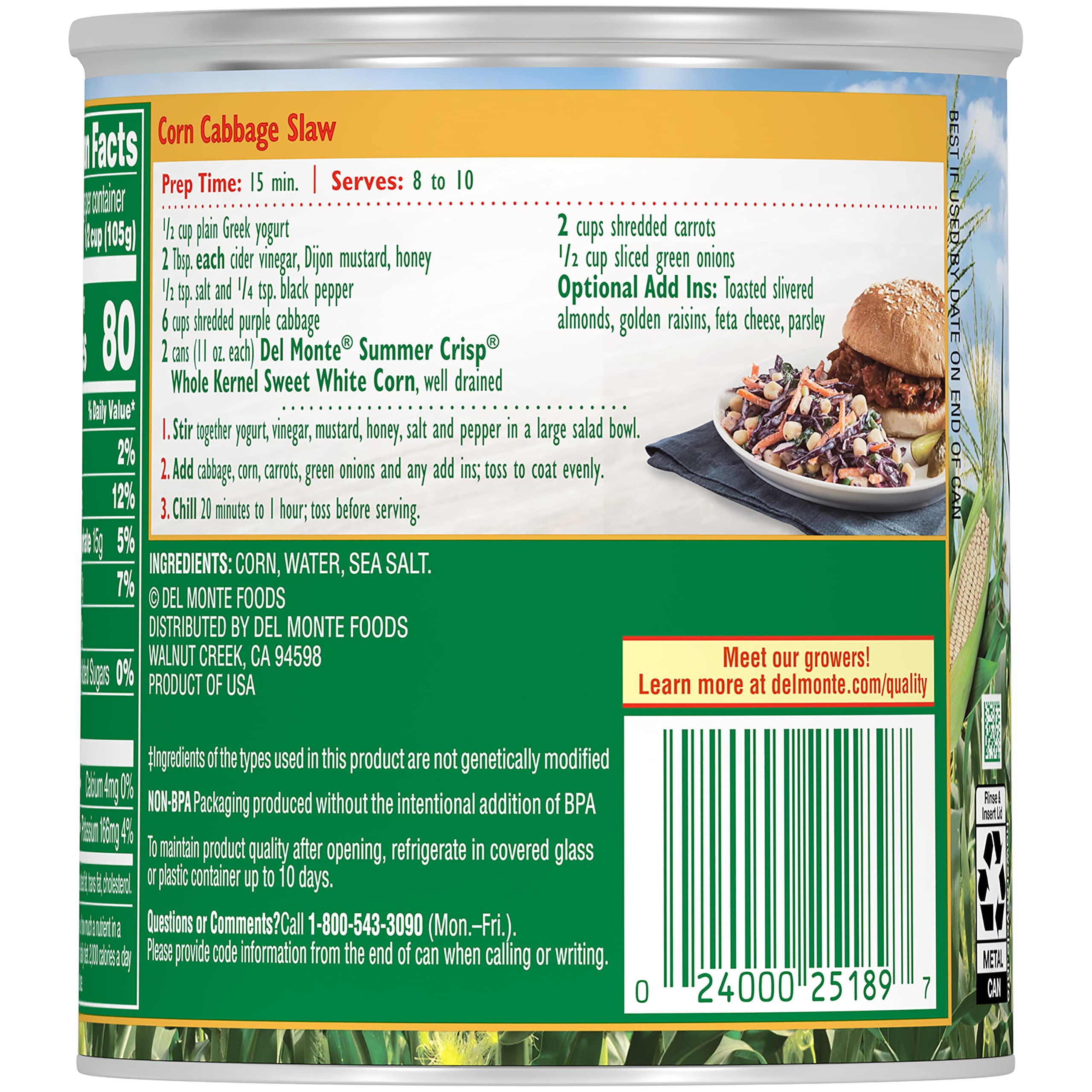 Del Monte Summer Crisp White Corn as ingredient, backs up recipes beautifully.