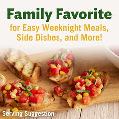 Del Monte Summer Crisp White Shoepeg Corn ready-to-eat image shows pantry-friendly convenience.