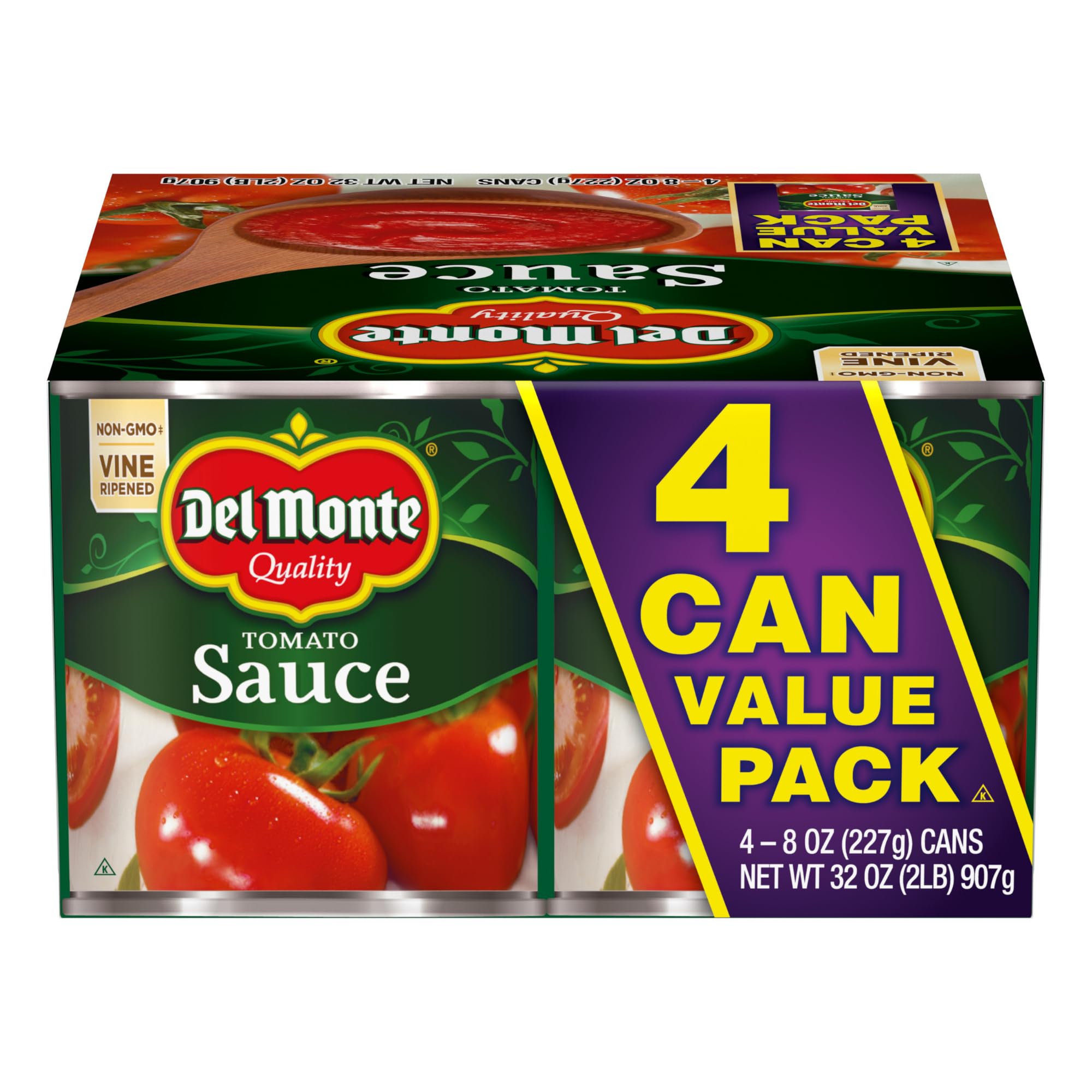 Del Monte Tomato Sauce can front, convenient pantry-ready packaging for quick meals.