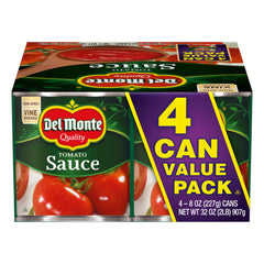 Del Monte Tomato Sauce can front, convenient pantry-ready packaging for quick meals.