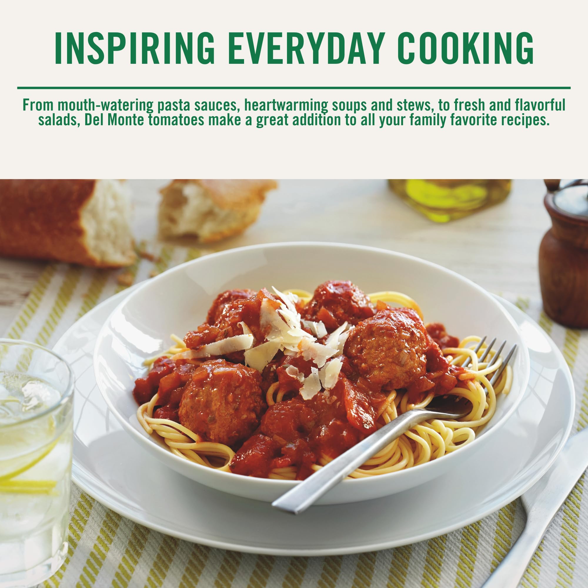 Del Monte Tomato Sauce simmering pasta dish, boosts flavor in seconds.
