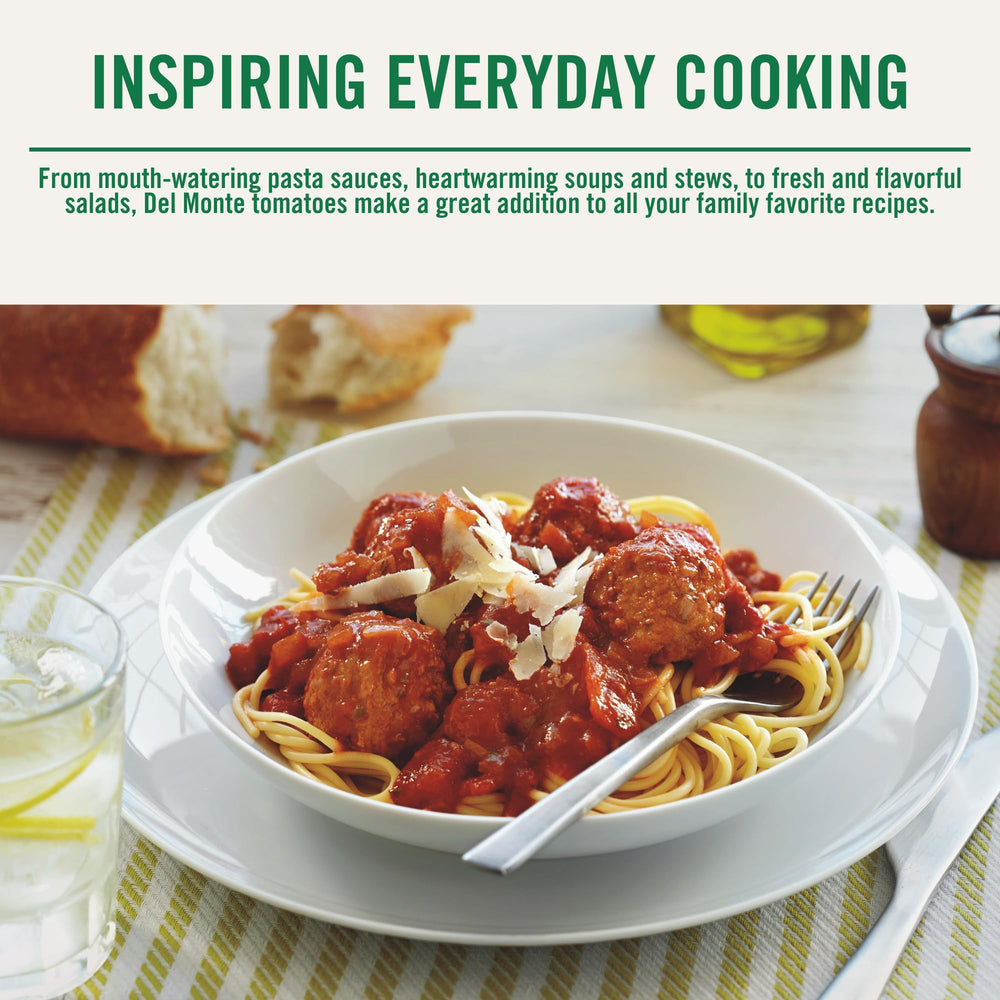 Del Monte Tomato Sauce simmering pasta dish, boosts flavor in seconds.