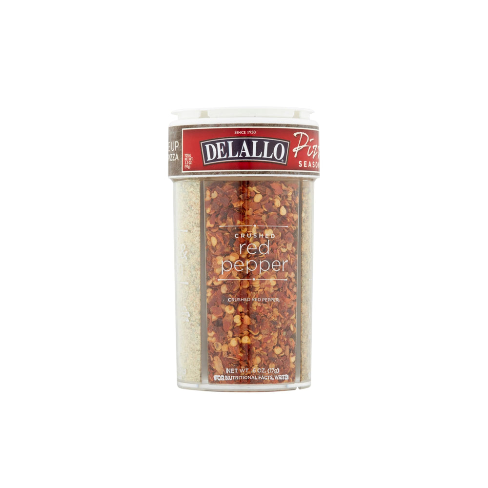 DeLallo 4 Spice Variety Pizza Seasoning Shaker front view enhances pizzas with bold flavor
