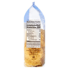 Closeup of DeLallo Capellini durum wheat texture for delicate sauces.