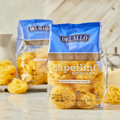 DeLallo packaging display showing easy nest portions.