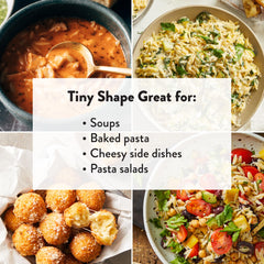 Baked pasta dish with melted cheese using orzo for easy sides.