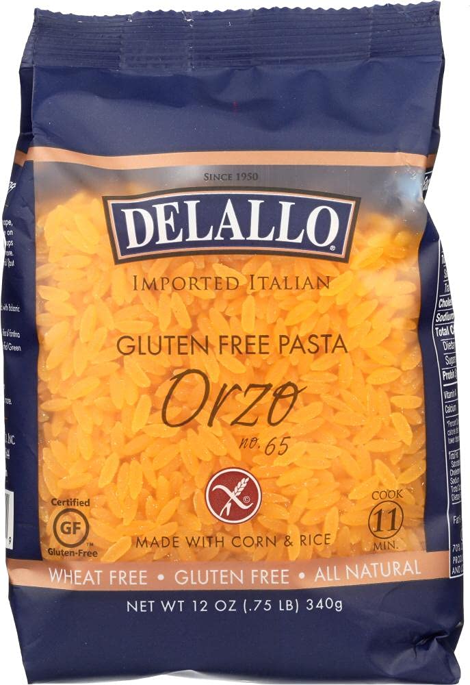 DeLallo gluten-free corn-and-rice Orzo, ready to boil and pair with sauces