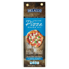 Delallo pizza crust mix bag front view, gluten-free option for quick homemade pizza