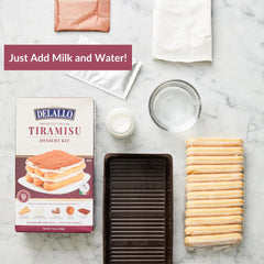 Delallo Tiramisu Kit: cocoa powder for a lush dusting finish.