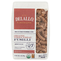 DeLallo Whole Wheat Fusilli #27 packaging front, ideal pantry staple.