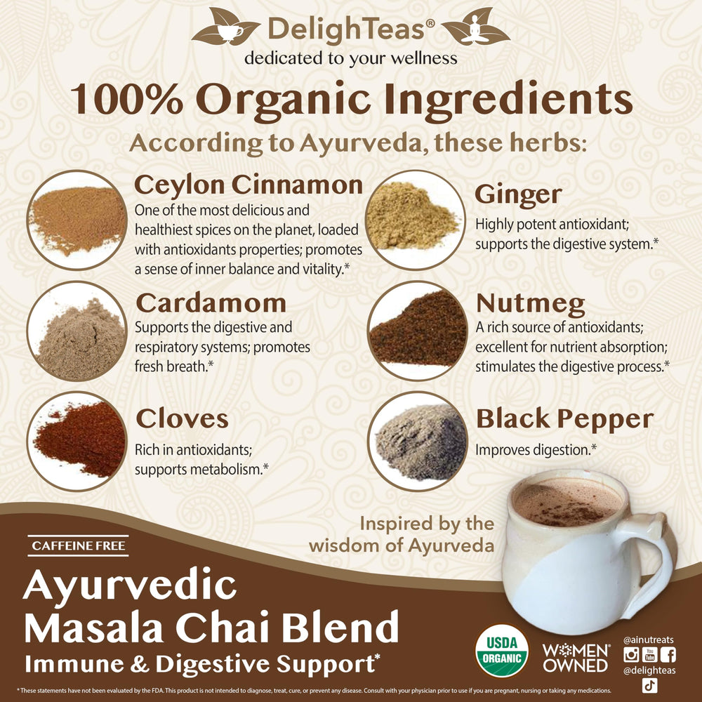 DelighTeas Chai tea cup with steam, inviting a comforting daily ritual