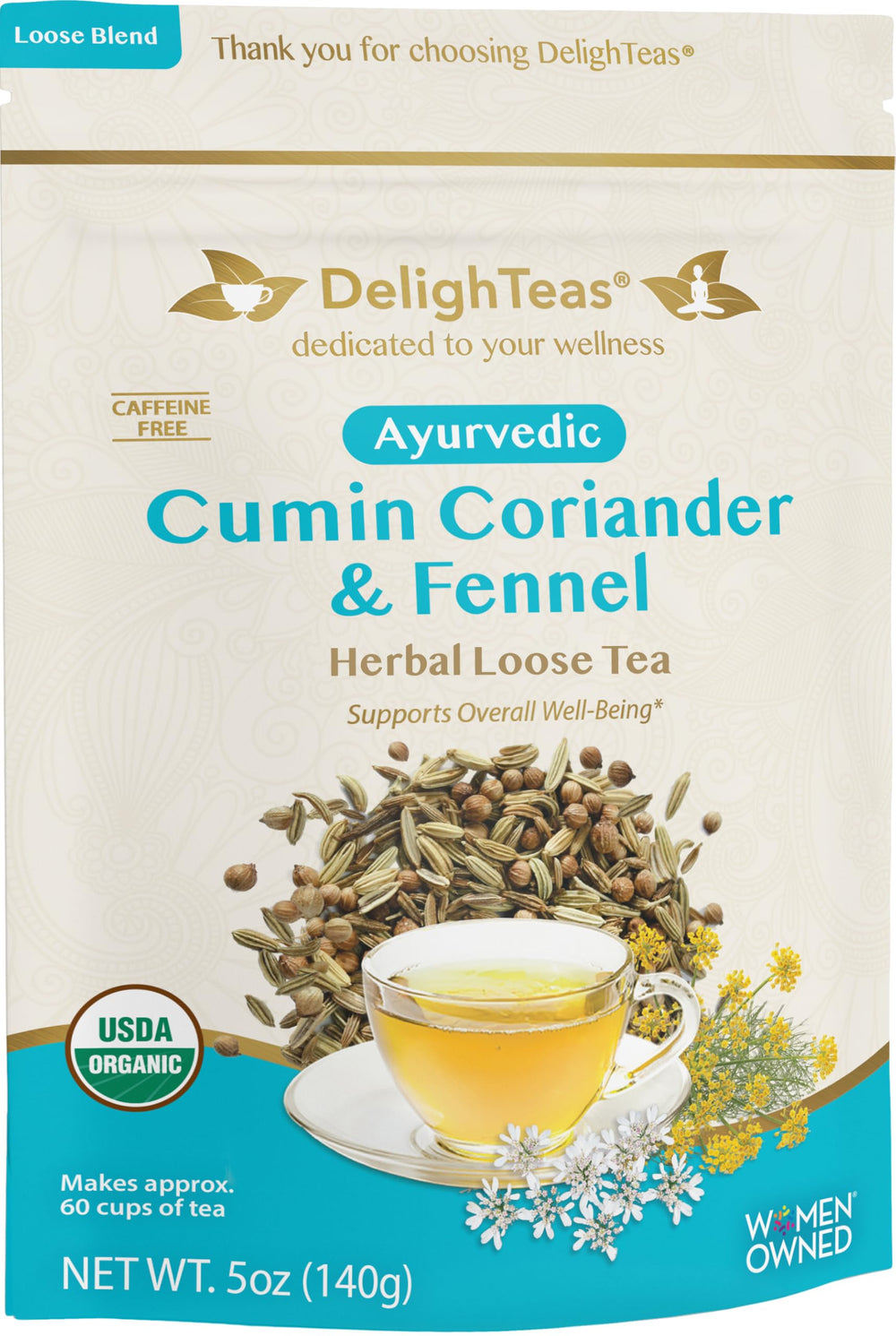 DelighTeas Digest and Detox tea steeping in cup for digestion support
