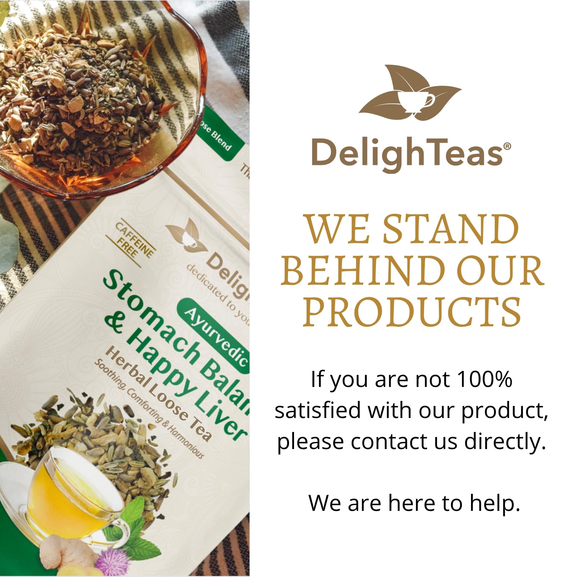 DelighTeas Stomach & Liver Tea loose-leaf arrangement for a calming ritual.