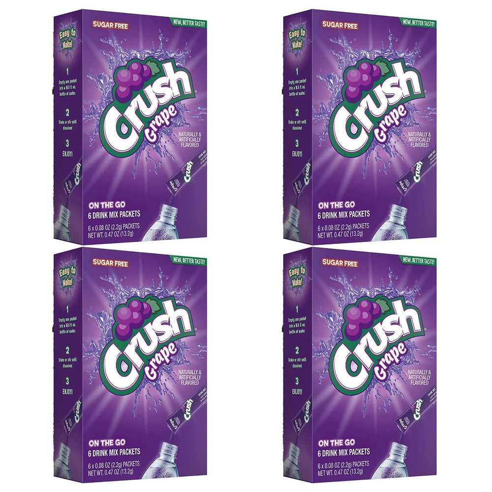 Delite Box Crush Grape packet pour, convenient for on-the-go hydration.