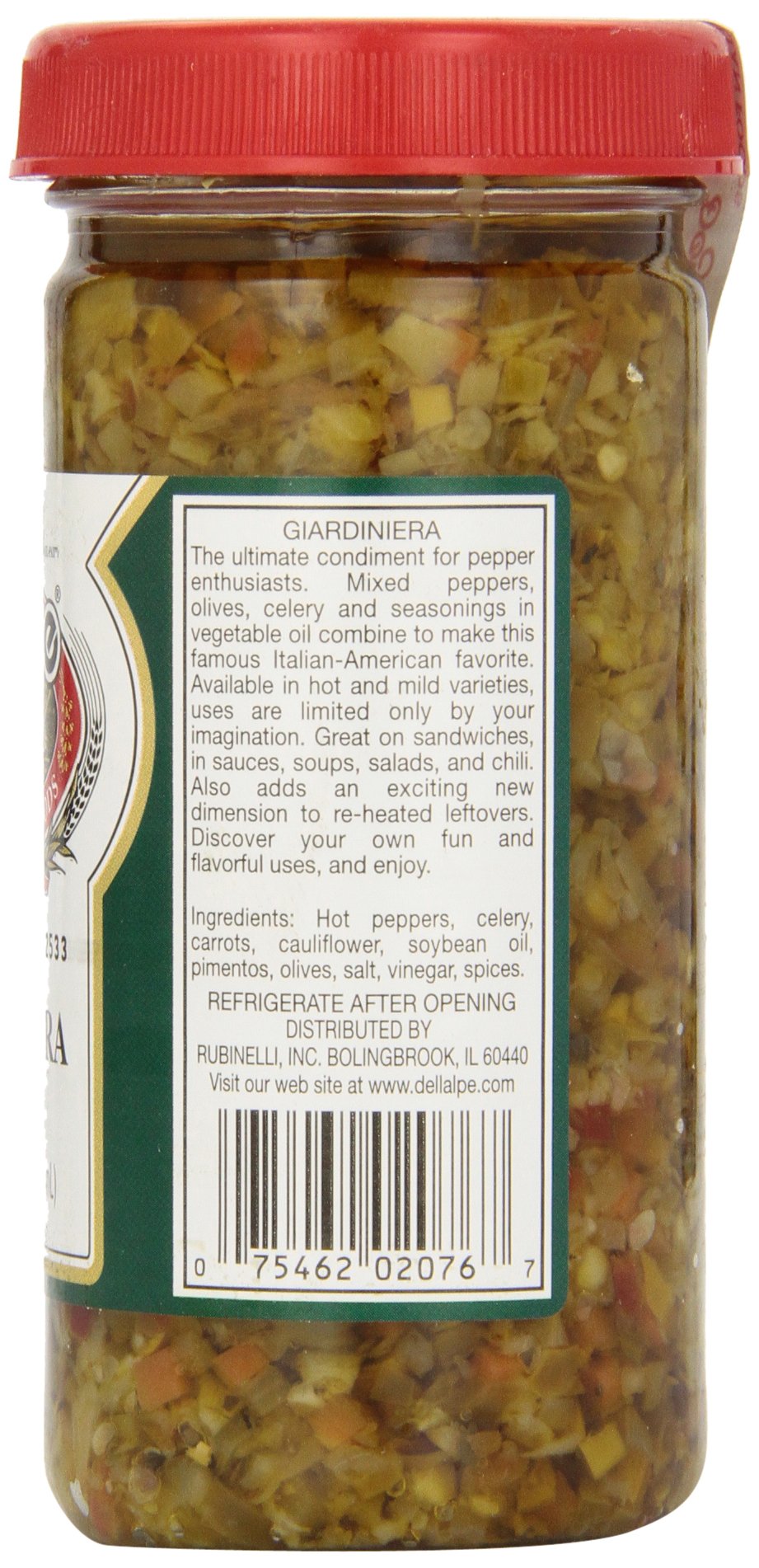Dell'Alpe Giardiniera Relish Hot on a hot dog for a bold bite.