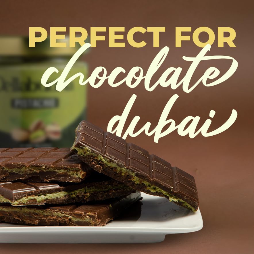 Dellabuona Pistachio Cream Dubai chocolate bar shot signals luxurious, viral dessert potential.