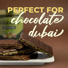Dellabuona Pistachio Cream Dubai chocolate bar shot signals luxurious, viral dessert potential.