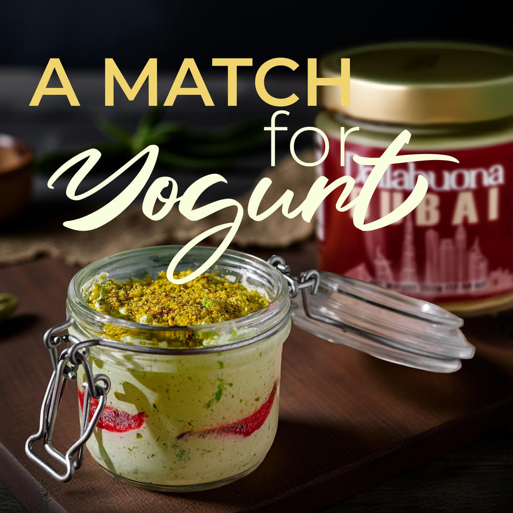 Dellabuona pistachio cream swirl in latte, creamy nutty flavor