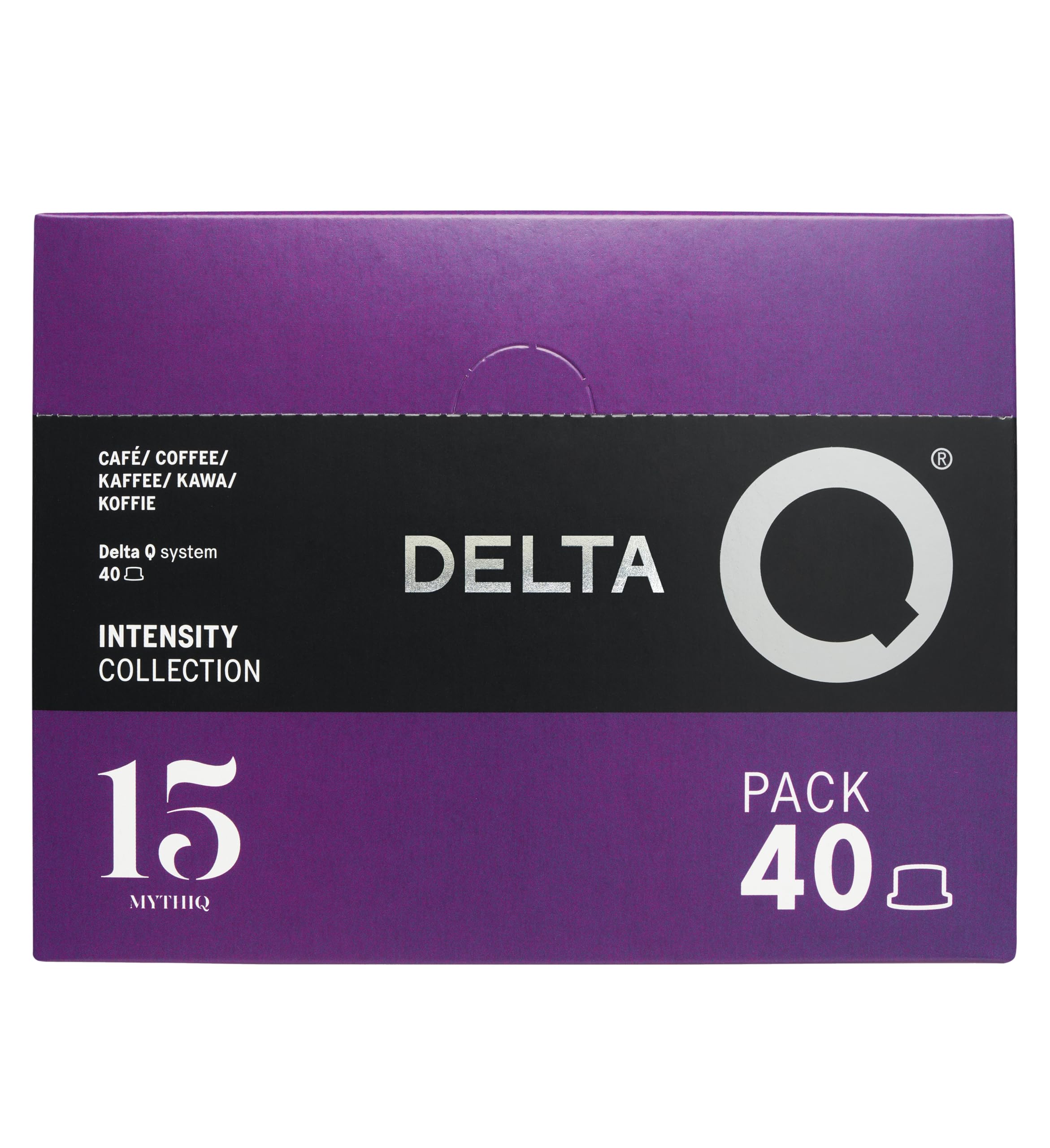 Delta Q MythiQ XL pack front view for quick premium espresso.
