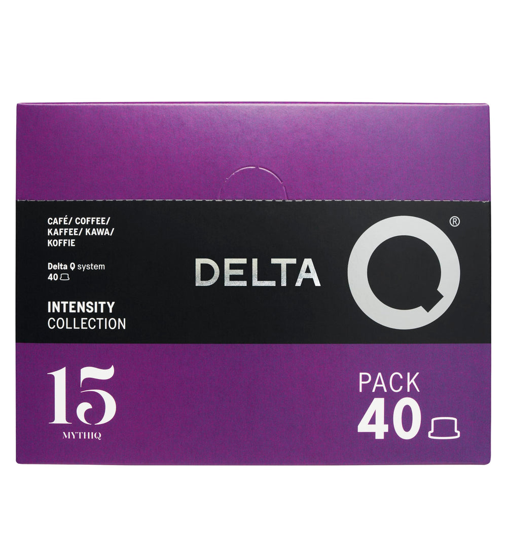 Delta Q MythiQ XL pack front view for quick premium espresso.