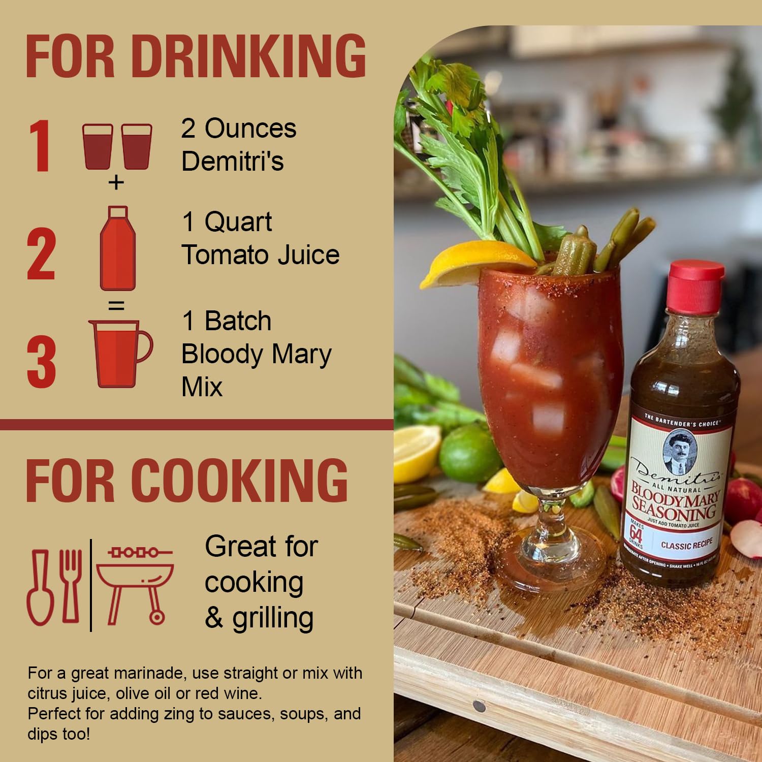 Brunch table with Demitri's Bloody Mary seasoning in focus