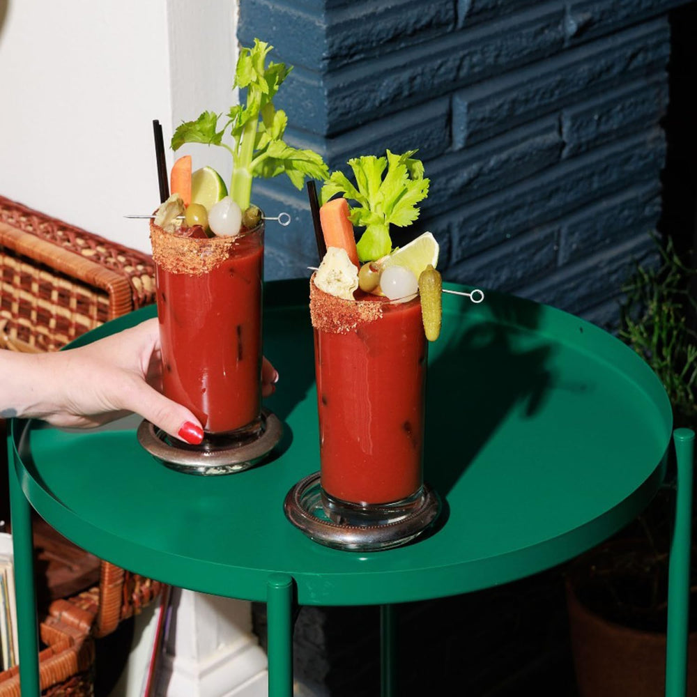 Demitri's Bloody Mary mix bottle highlighting premium Worcestershire and lemon